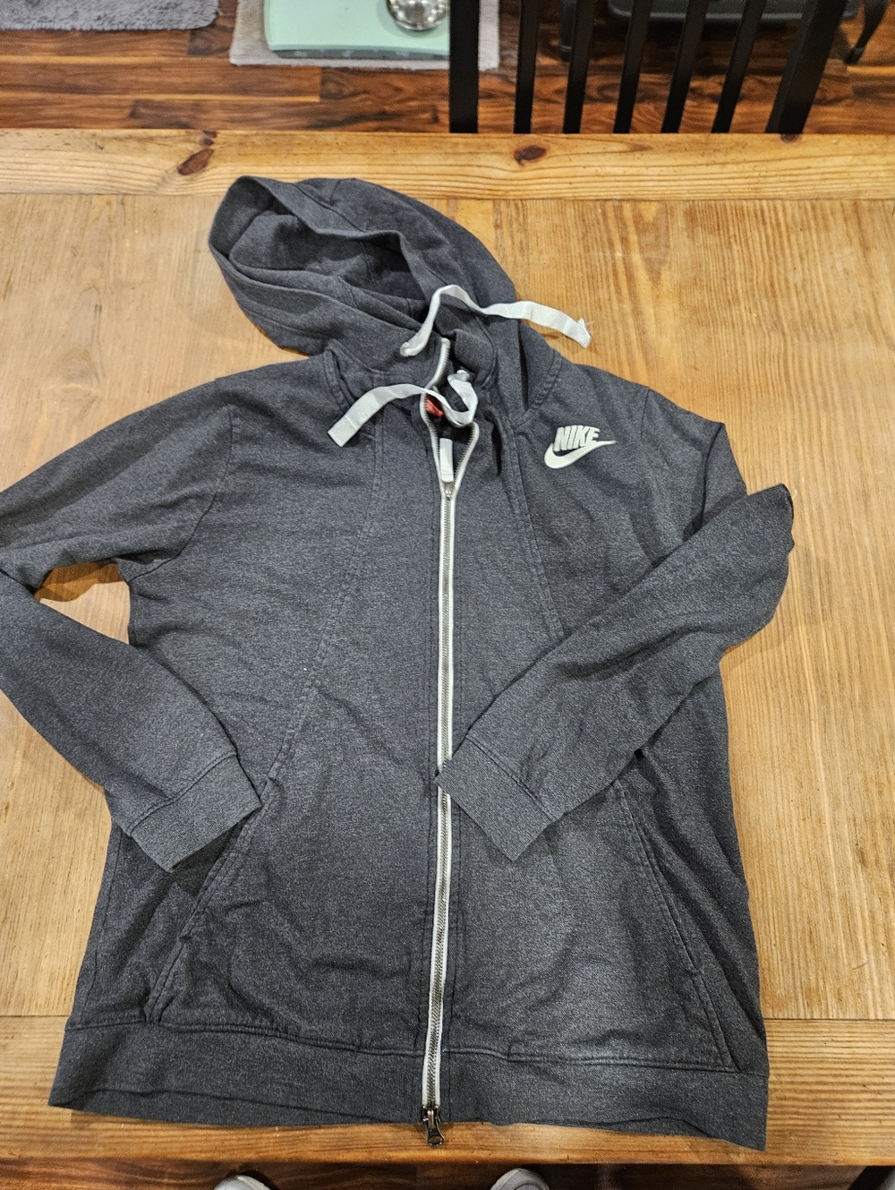 Nike Womens Charcoal Gray Full-Zip Hoodie Sweatshirt